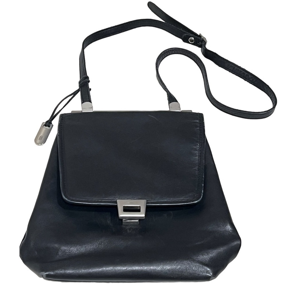 Hartmann vintage leather purse, black, toggle flap closure, EUC